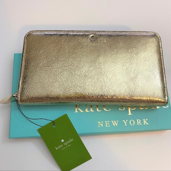 NWT Kate Spade long continental zip wallet - gold - Picture 3 of 7